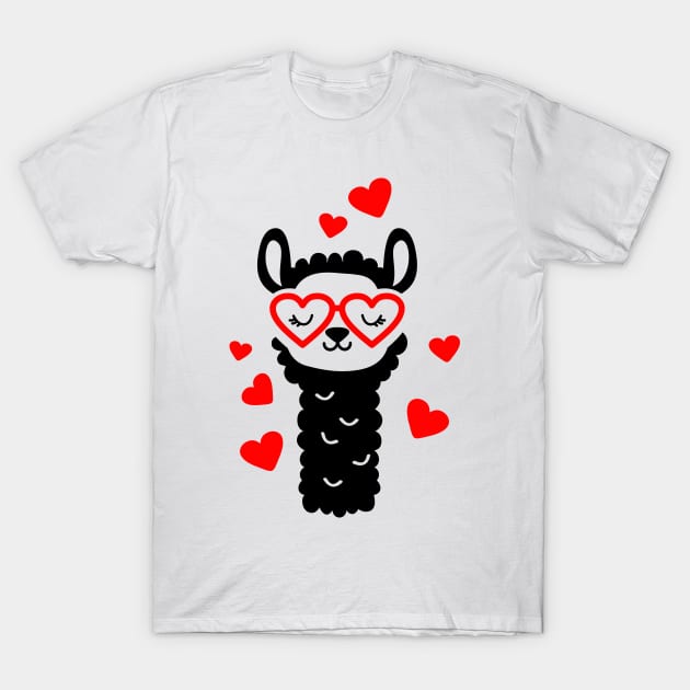 Llama in love T-Shirt by Vikki Savchenko